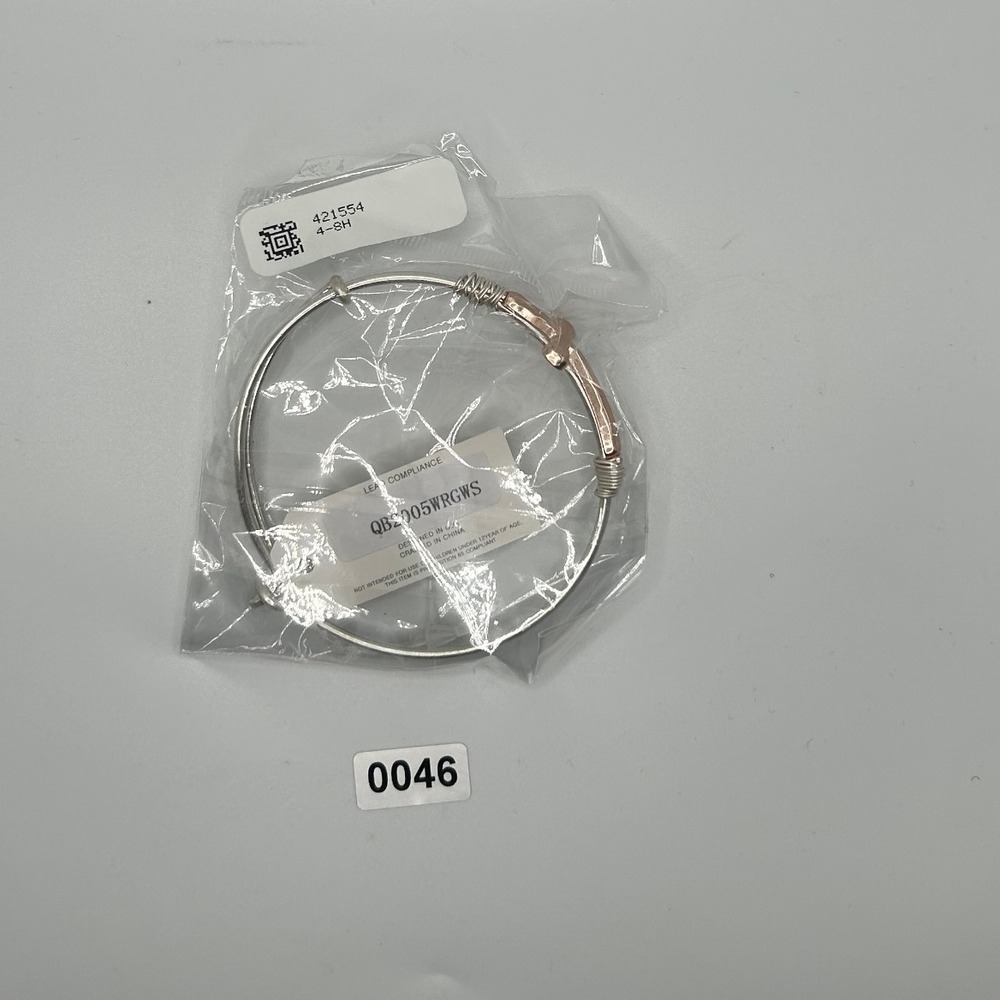Pomina‎ Silver Tone Bangle Bracelet Rose Gold Accent Bracelet
